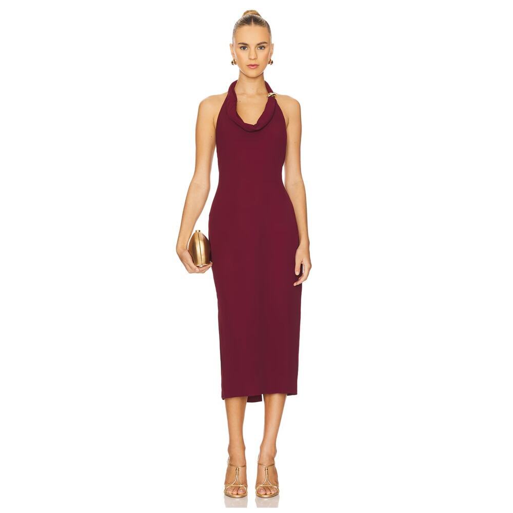 NEW ASTR the Label Alanna Metal Buckle Detail Halter Neck Dress Size Medium